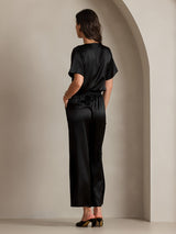 [Sort] SilkSilky-DK Short Sleeve Cowl Neck Damebluser 002