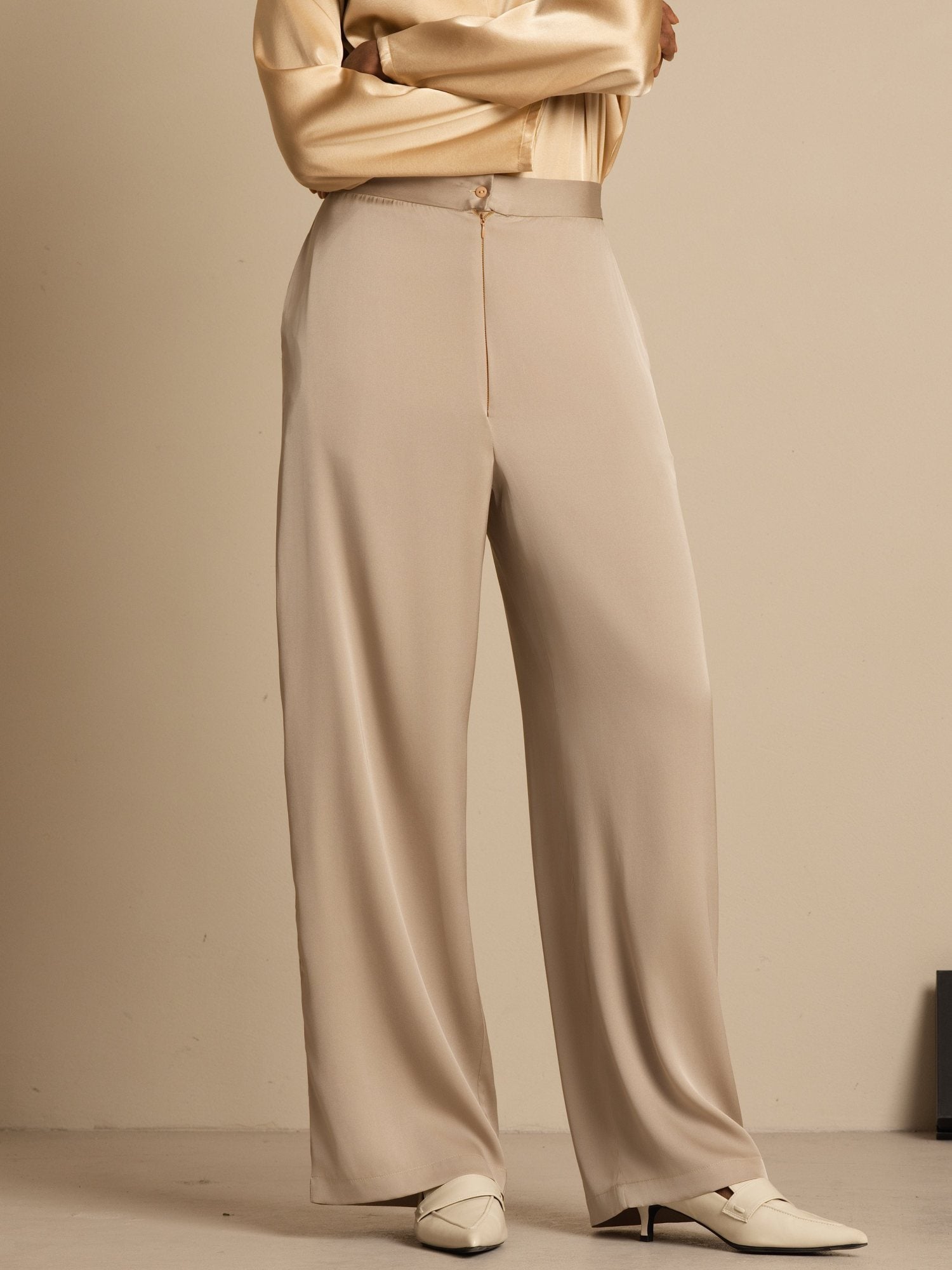 [Tan] SilkSilky-DK 19Momme Silke Womens Pants 006