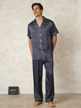 [MarineGinkgo] SilkSilky-DK Silke Lapel Collar Pyjamas til Mænd 001