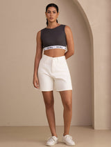 [Grå] SilkSilky-DK Sleeveless Crew Neck Camisole Top 006