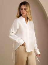 [Hvid] SilkSilky-DK Long Sleeve Blouse 003