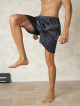 [Marine Ginkgo] SilkSilky-DK Men's Sleep Shorts 004