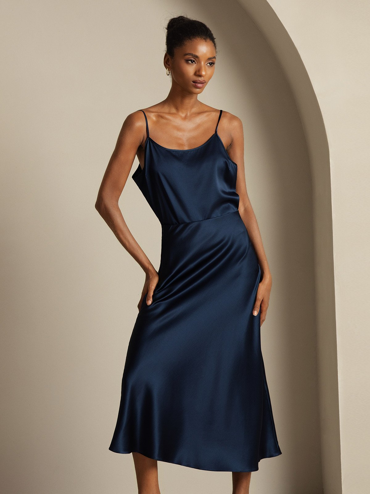 [Mørkeblå] SilkSilky-DK 19Momme Silke Womens Outfit Sets 004,