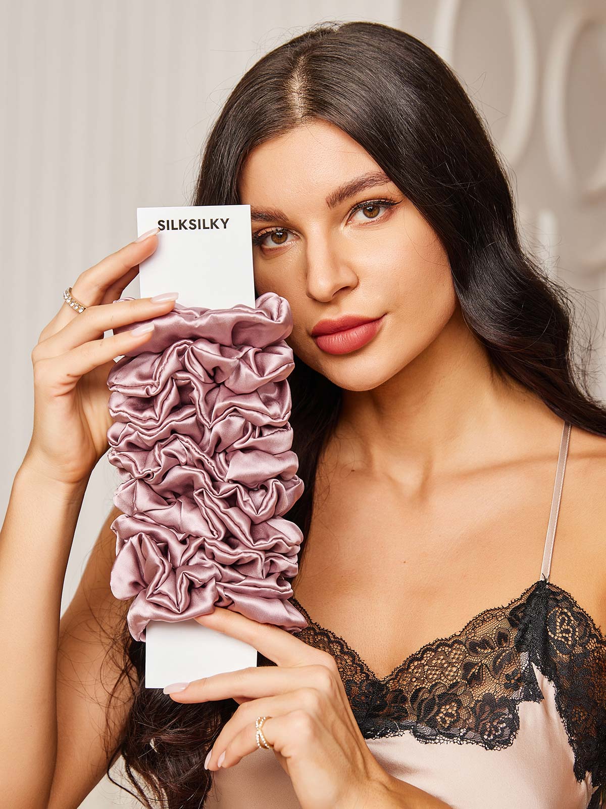 [Bleg Mauve] SilkSilky-DK 19Momme Scrunchie 001