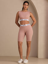 [Lyserød] SilkSilky-DK Sleeveless Crew Neck Women's Outfit Sets 006