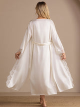 [Hvid] SilkSilky-DK 3/4 Sleeve Womens Robe 002