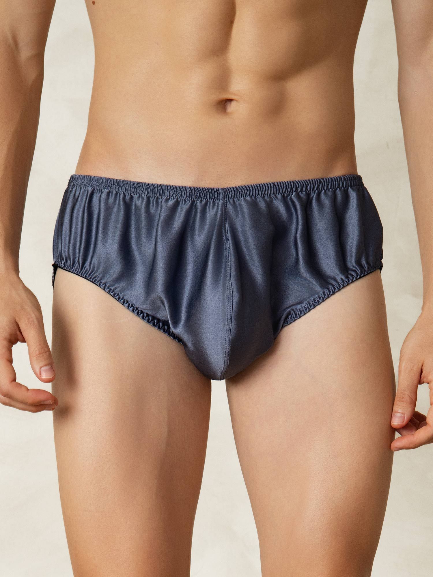 [Gråblå] SilkSilky-DK Silke Mens Underwear 001
