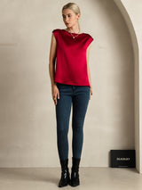 [Vin] SilkSilky-DK Cap Sleeve Round Neck T-shirt til kvinder 007