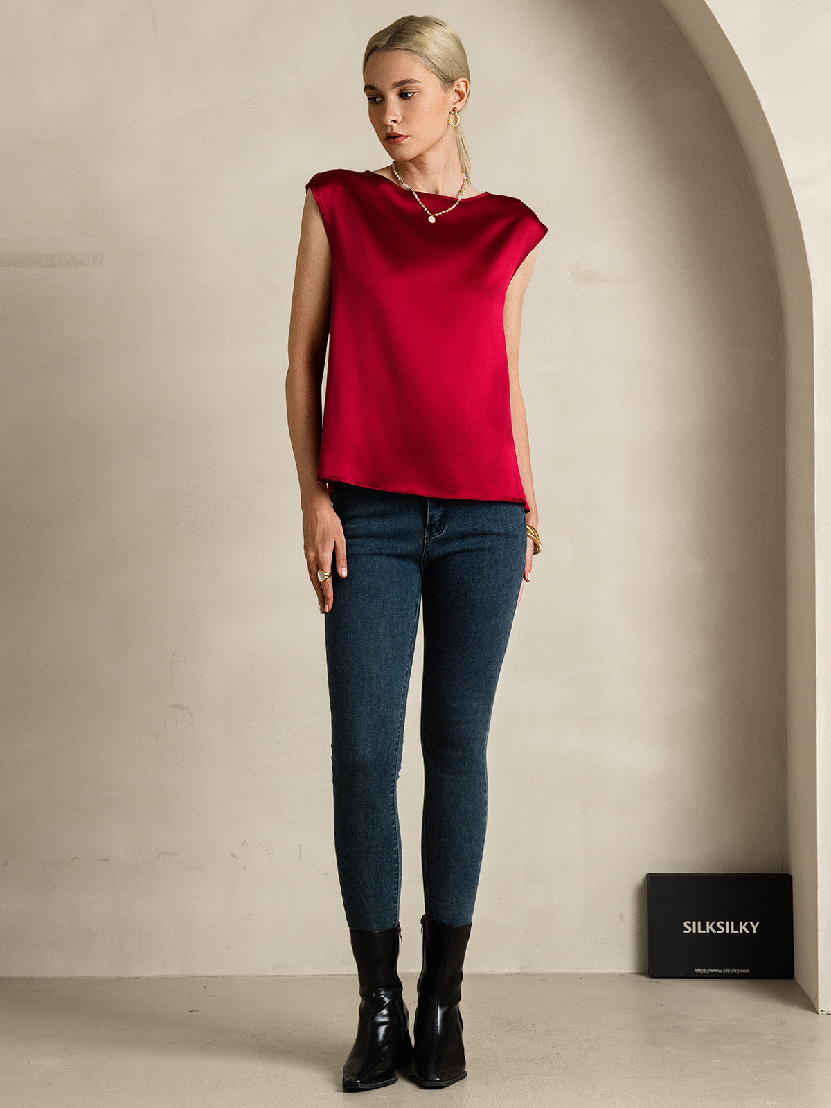 [Vin] SilkSilky-DK 19Momme Silke Womens T-Shirt 007