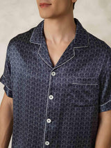 [MarineGinkgo] SilkSilky-DK Silke Lapel Collar Pyjamas til Mænd 007