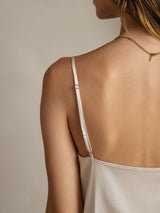 [Lysegrå] SilkSilky-DK Spaghetti Strap Cowl Neck Camisole Top 005