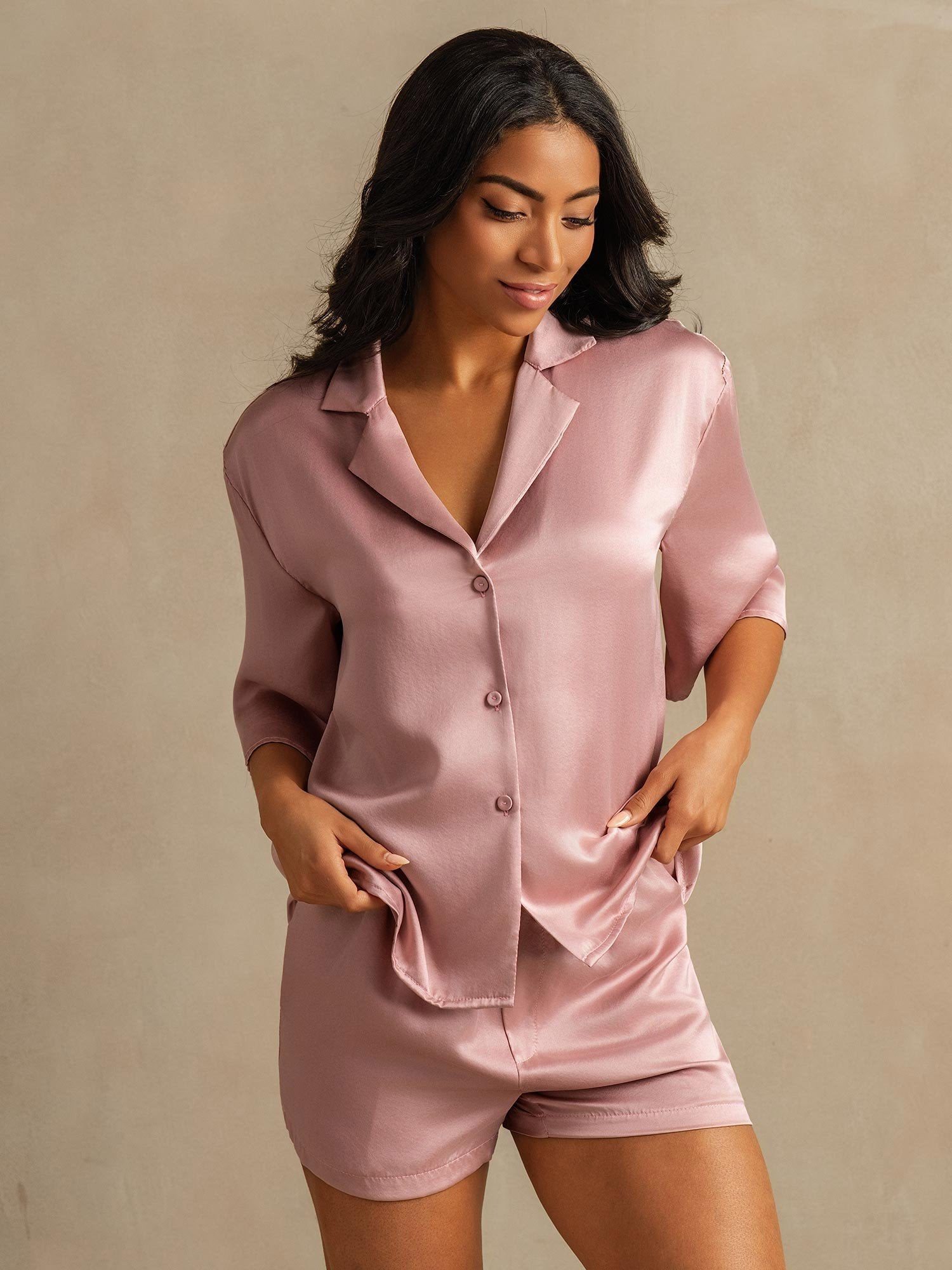 [Ferskenhud] SilkSilky-DK 19Momme Silke Womens Pajamas 003,