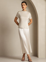 [Grå] SilkSilky-DK Short Sleeve T-shirt til kvinder 007
