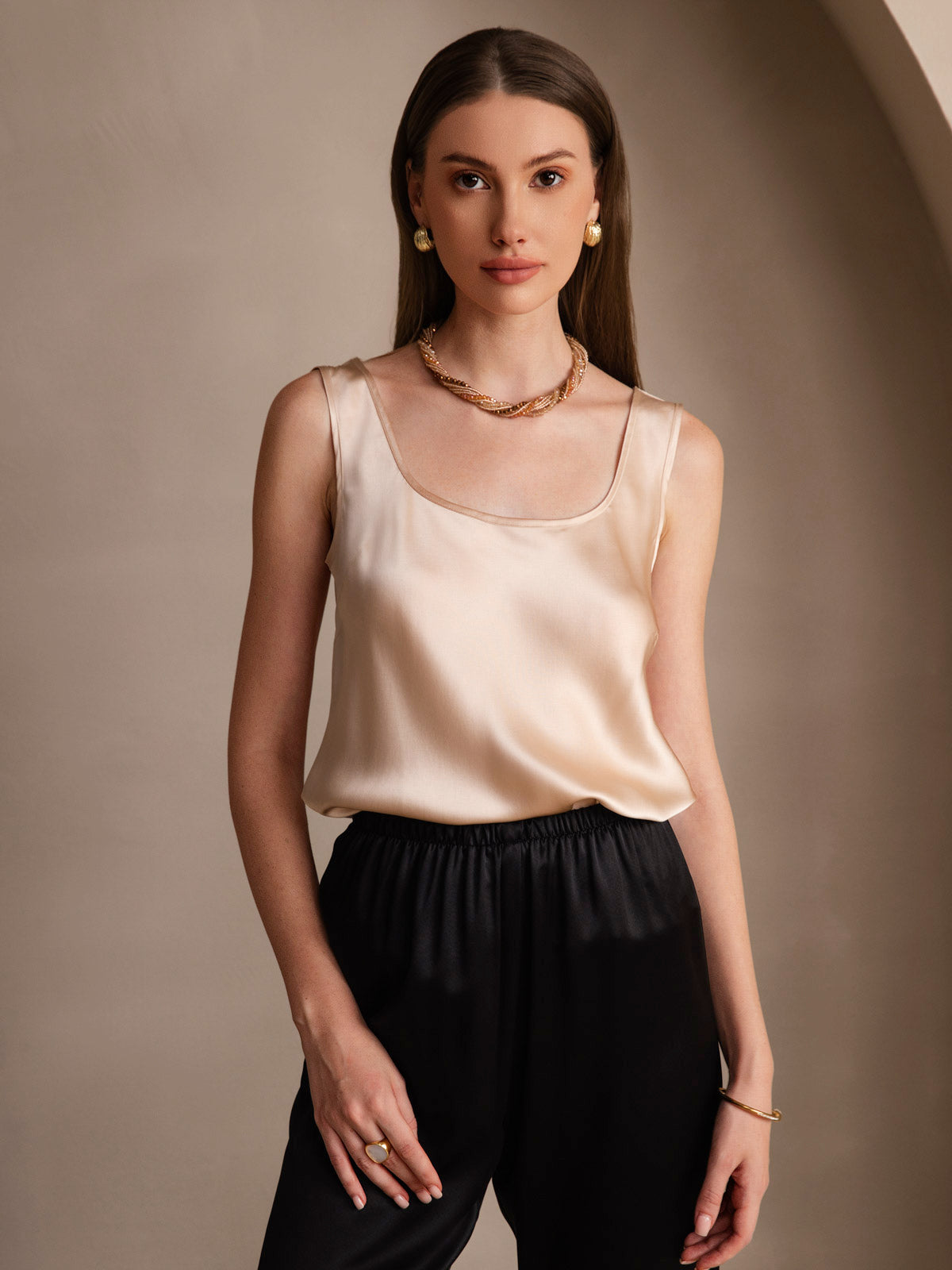 [Champagne] SilkSilky-DK 19Momme Silke Camisoles 001