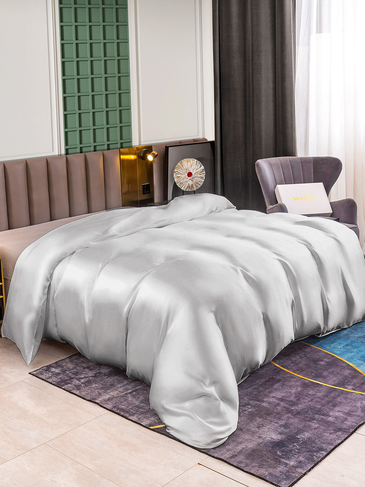 [Sølv] SilkSilky-DK 25Momme Duvet Cover 001