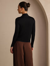 [Sort] SilkSilky-DK Long Sleeve Wrap Damebluser 002