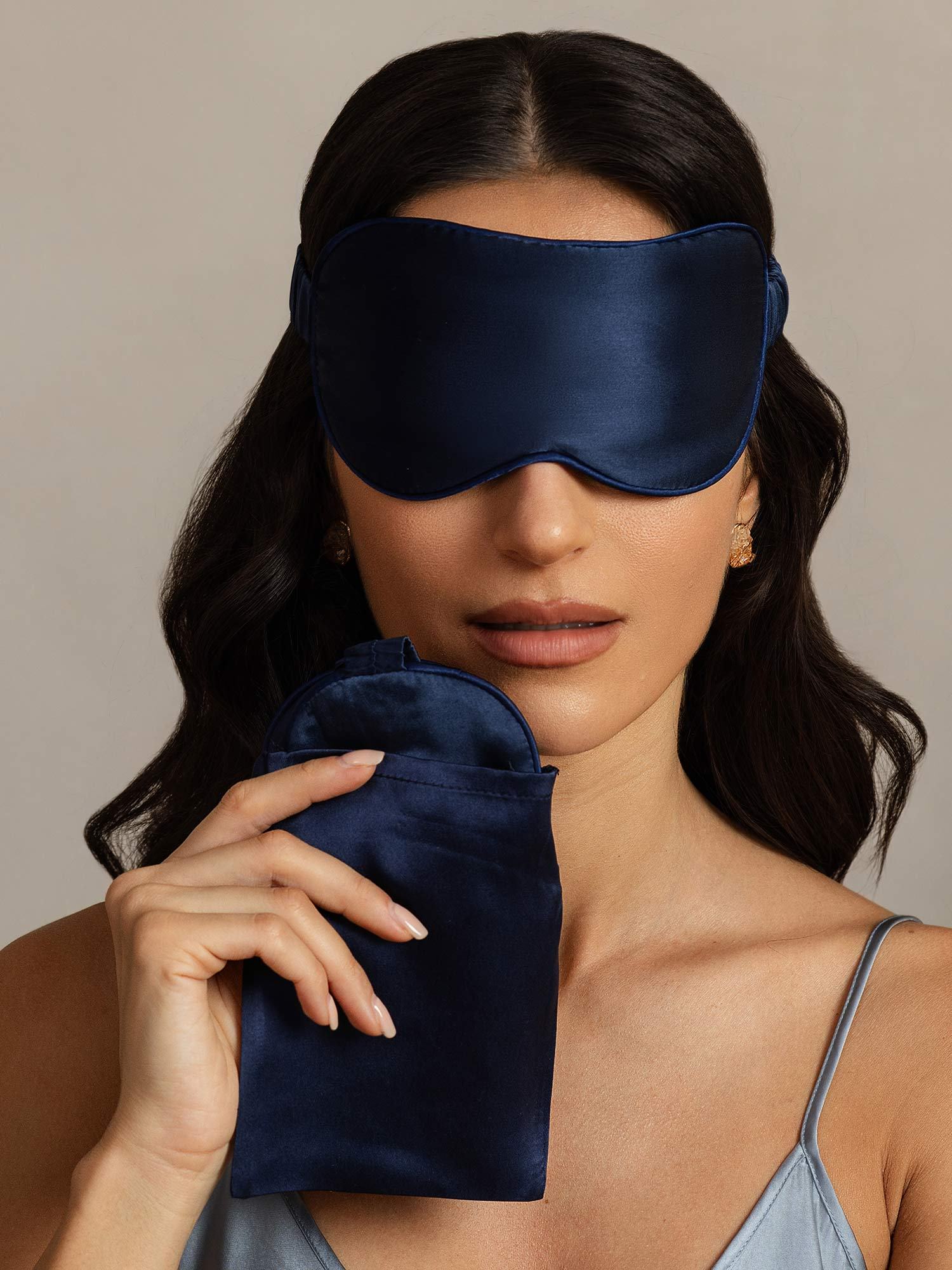 [Mørkeblå] SilkSilky-DK Silke Eye Mask 006