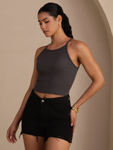 [Grå] SilkSilky-DK Sleeveless Crew Neck Camisole Top 004