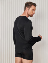 [Sort] SilkSilky-DK Long Sleeve Round Neck Herre T-shirt 002
