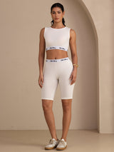 [Hvid] SilkSilky-DK Sleeveless Crew Neck Women's Outfit Sets 006