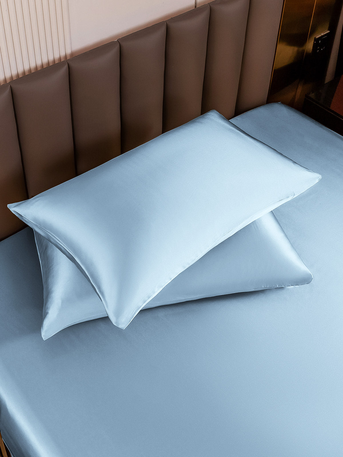 [Lyseblå] SilkSilky-DK 19Momme Pillowcase 004