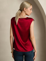 [Vin] SilkSilky-DK Cap Sleeve Round Neck T-shirt til kvinder 002