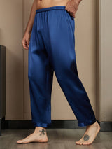 [Mørkeblå] SilkSilky-DK Pure Silk Mens Sleep Bottoms 004