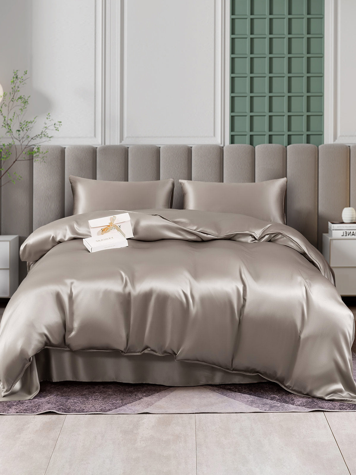 [Grå] SilkSilky-DK 25Momme Bedding Set 001