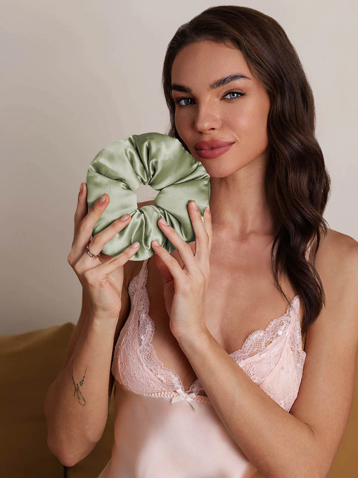 [Lysegrøn] SilkSilky-DK Silke Scrunchie 004