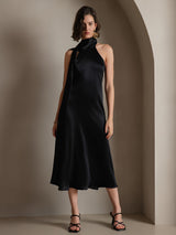 [Sort] SilkSilky-DK Sleeveless Halter Kjole 004