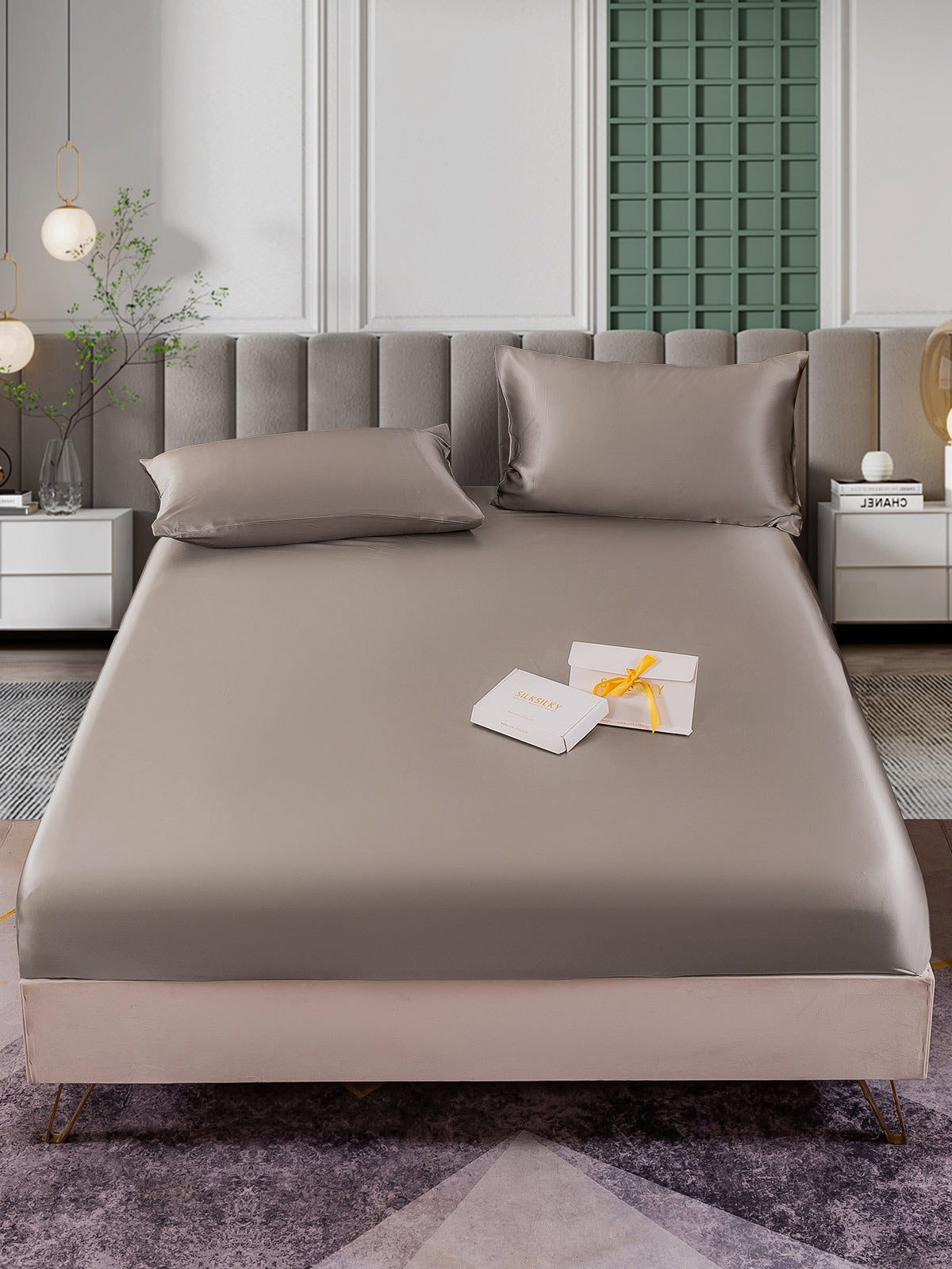[Grå] SilkSilky-DK 25Momme Bedding Set 002