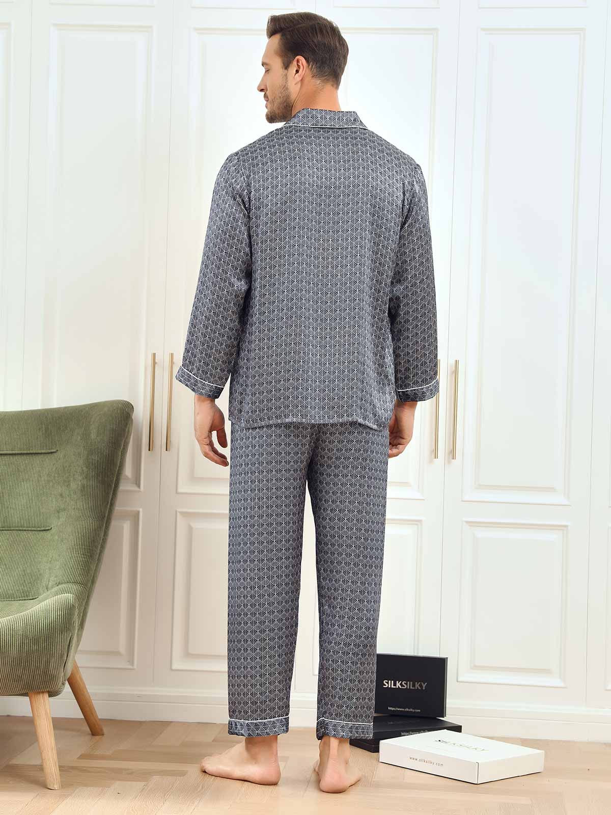 [Marine Ginkgo] SilkSilky-DK 19Momme Mens Pajamas 002