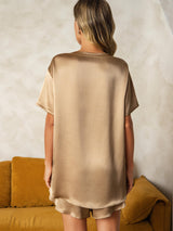 [Champagne] SilkSilky-DK Short Sleeve Round Neck Dame Pyjamas 002