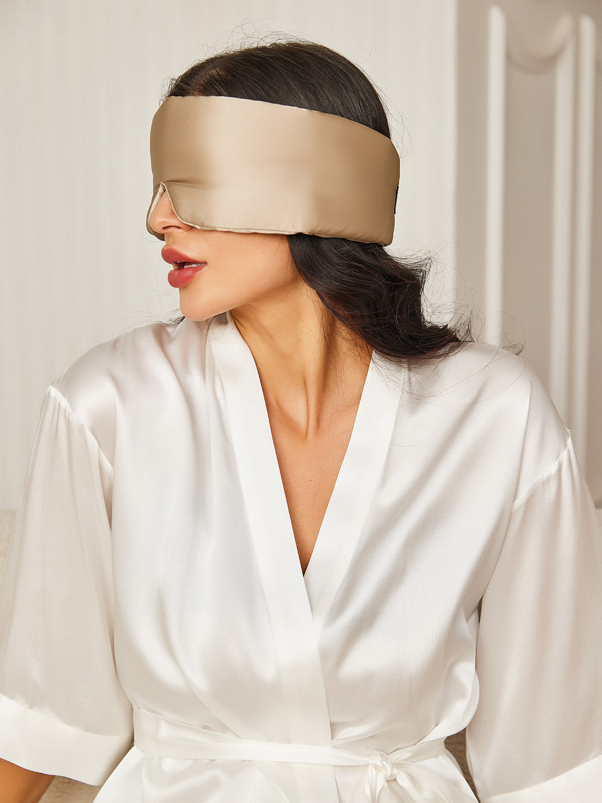 [Beige] SilkSilky-DK 19Momme Eye Mask 002