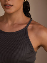 [Grå] SilkSilky-DK Sleeveless Crew Neck Camisole Top 005