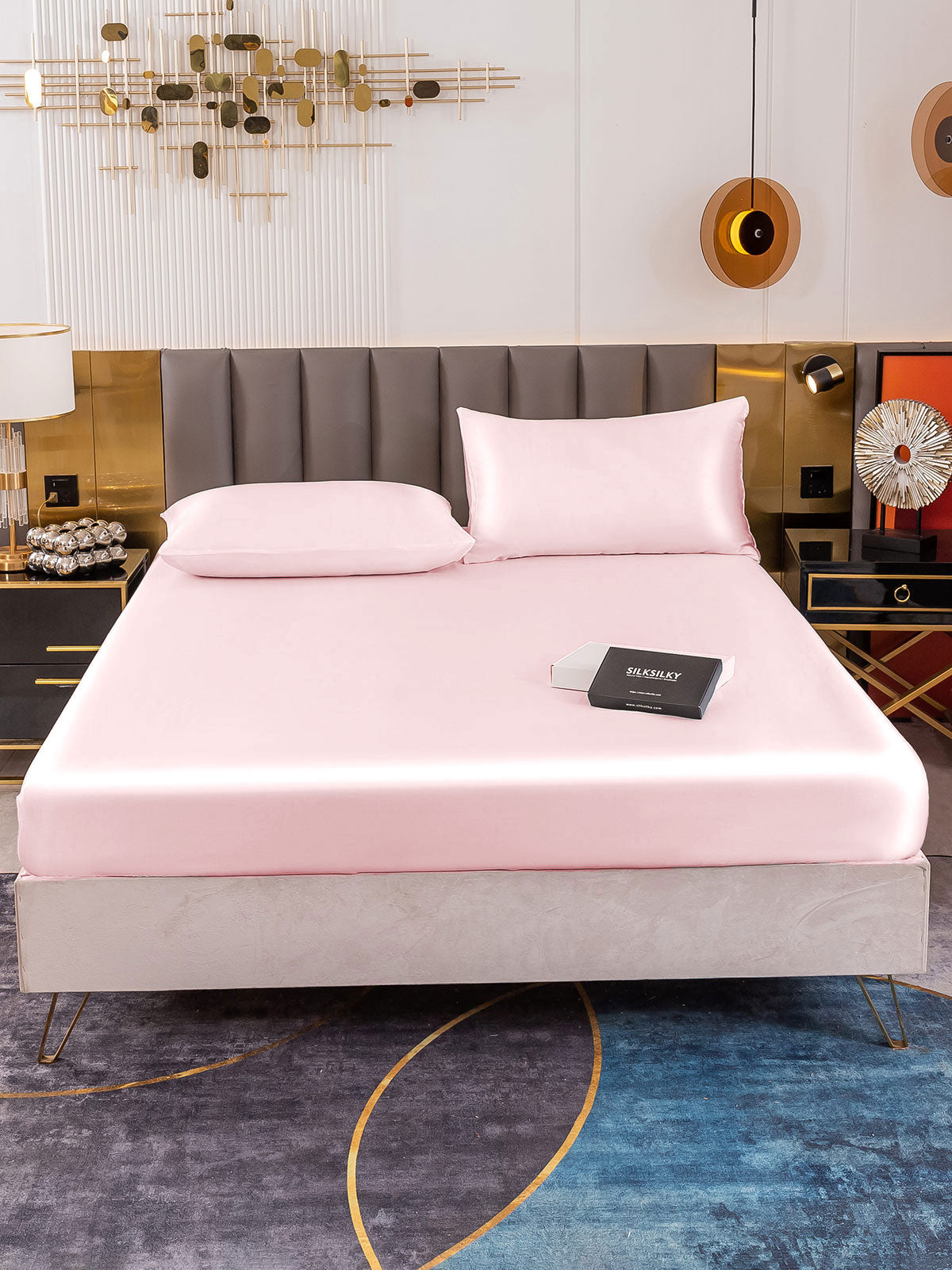 [Lyserød] SilkSilky-DK 19Momme Bedding Set 002