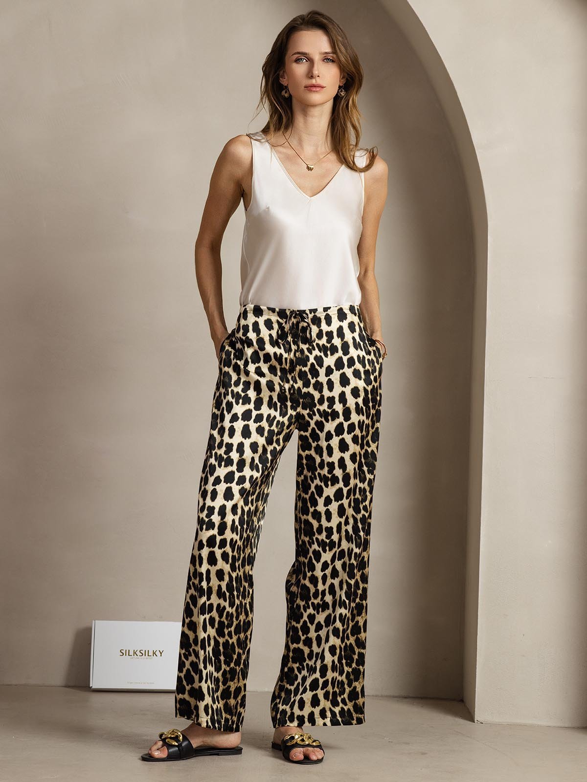 [Leopard] SilkSilky-DK 19Momme Silke Womens Pants 005