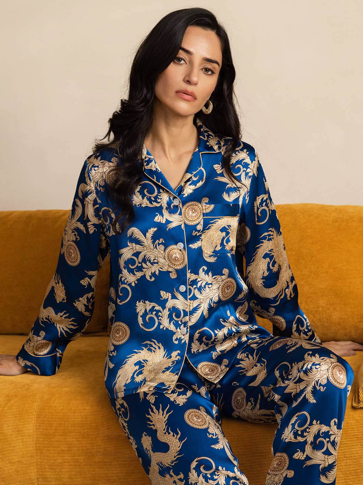 [Navy Drage] SilkSilky-DK Womens Pajamas 001