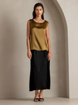 [Brun] SilkSilky-DK Sleeveless Round Neck Camisole Top 005