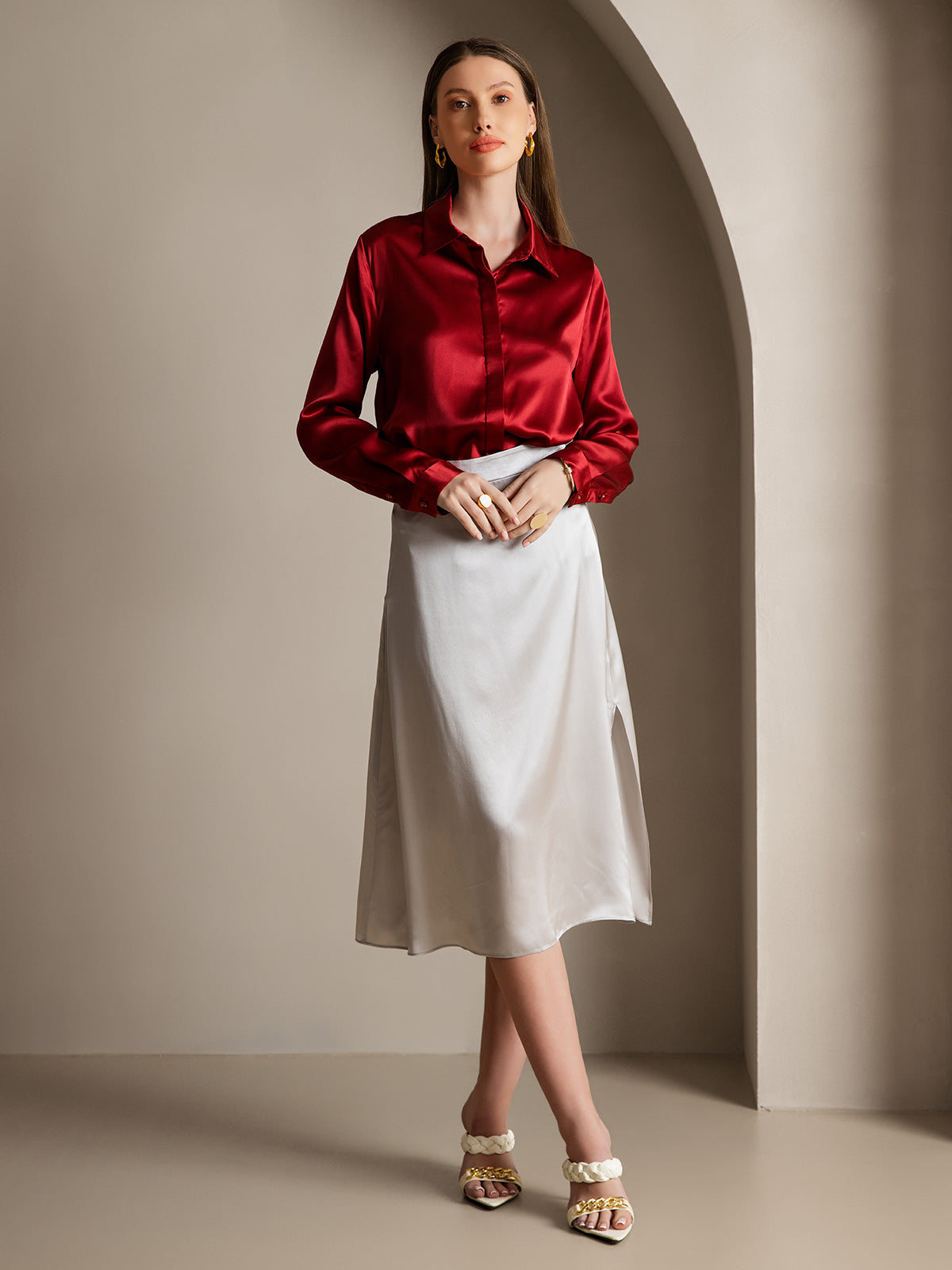 [Vin] SilkSilky-DK 19Momme Silke Womens Shirt 007