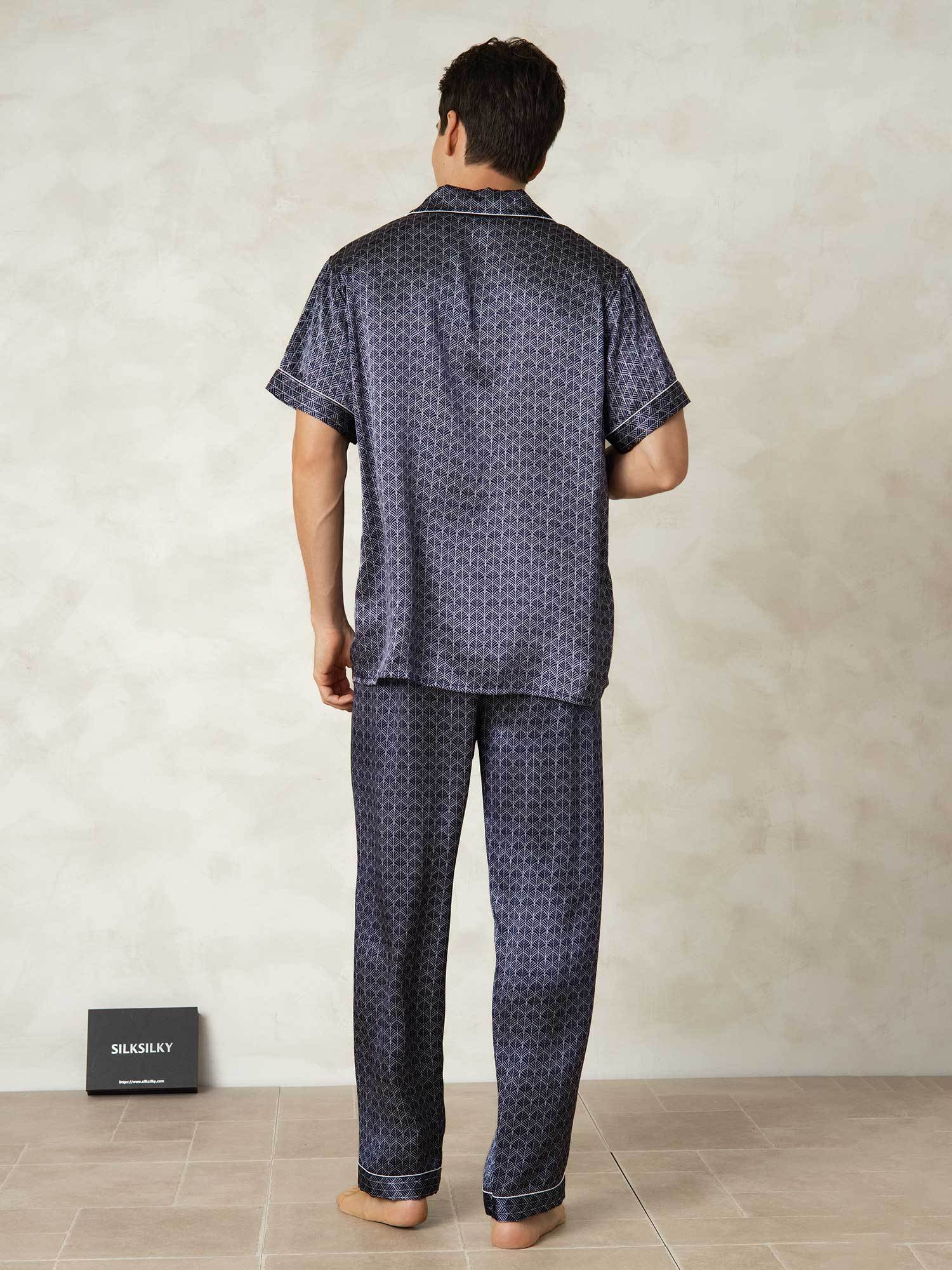 [MarineGinkgo] SilkSilky-DK Silke Lapel Collar Pyjamas til Mænd 002