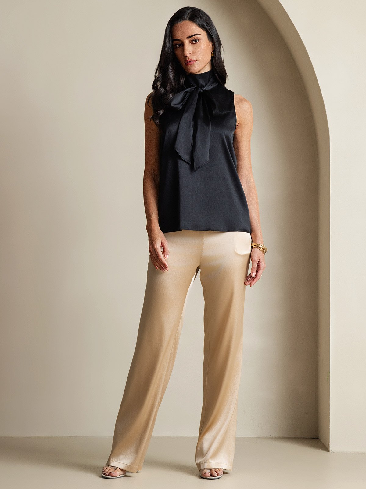SilkSilky-DK 19Momme Silke Womens Shirt Sort 009