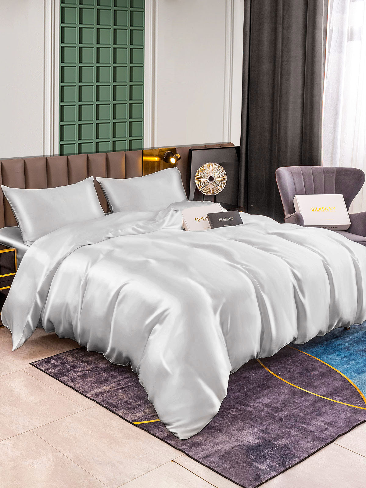 [Sølv] SilkSilky-DK 25Momme Bedding Set 004