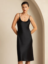 [Sort] SilkSilky-DK Sleeveless U hals Kjole 003