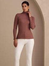 [Kameorose] SilkSilky-DK Long Sleeve Turtle Neck T-shirt til kvinder 003