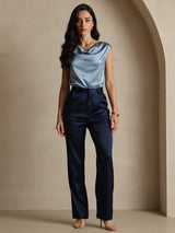 [Mørkeblå] SilkSilky-DK 19Momme Silke Womens Pants 005