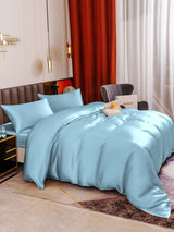 [Lyseblå] SilkSilky-DK 19Momme Bedding Set 005