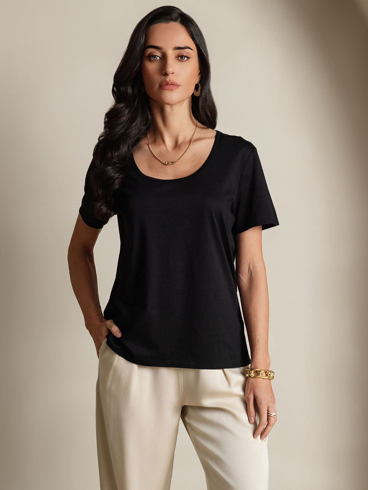 SilkSilky-DK Silke Womens T-Shirt Sort 003