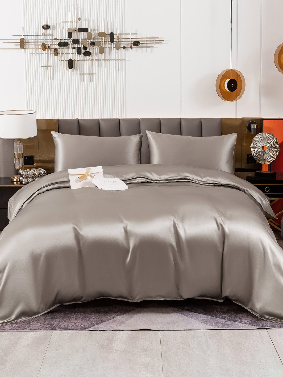 [Grå] SilkSilky-DK 19Momme Bedding Set 001