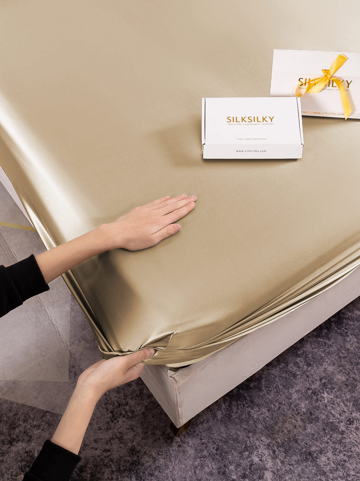 [Beige] SilkSilky-DK 22Momme Bedding Set 005